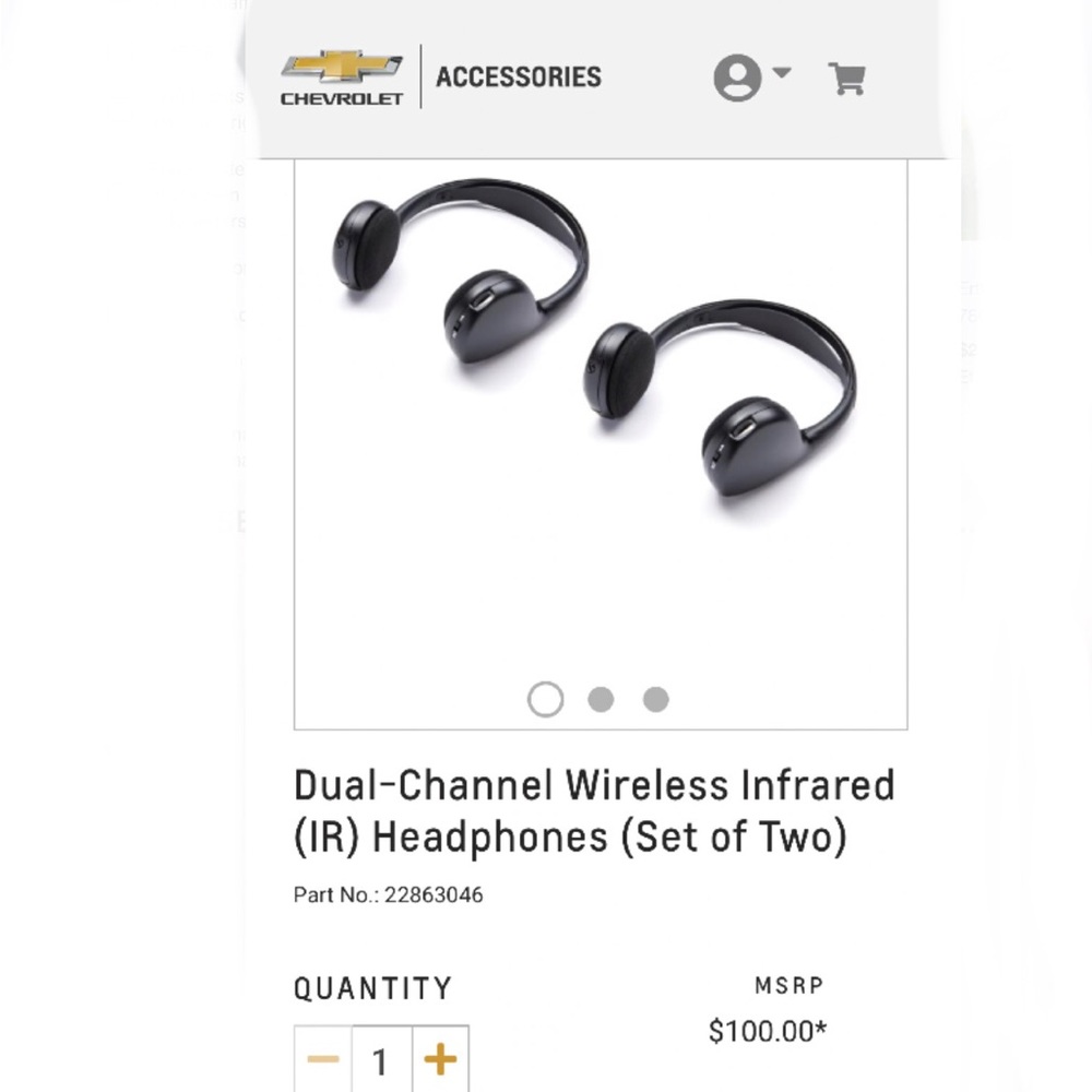 Chevrolet/GMC Dual-Channel Wireless Infrared (IR) Headphones (Set of 4)